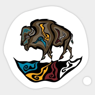 Four Directions Buffalo WAWEZHI Canada Indigenous Art Sticker